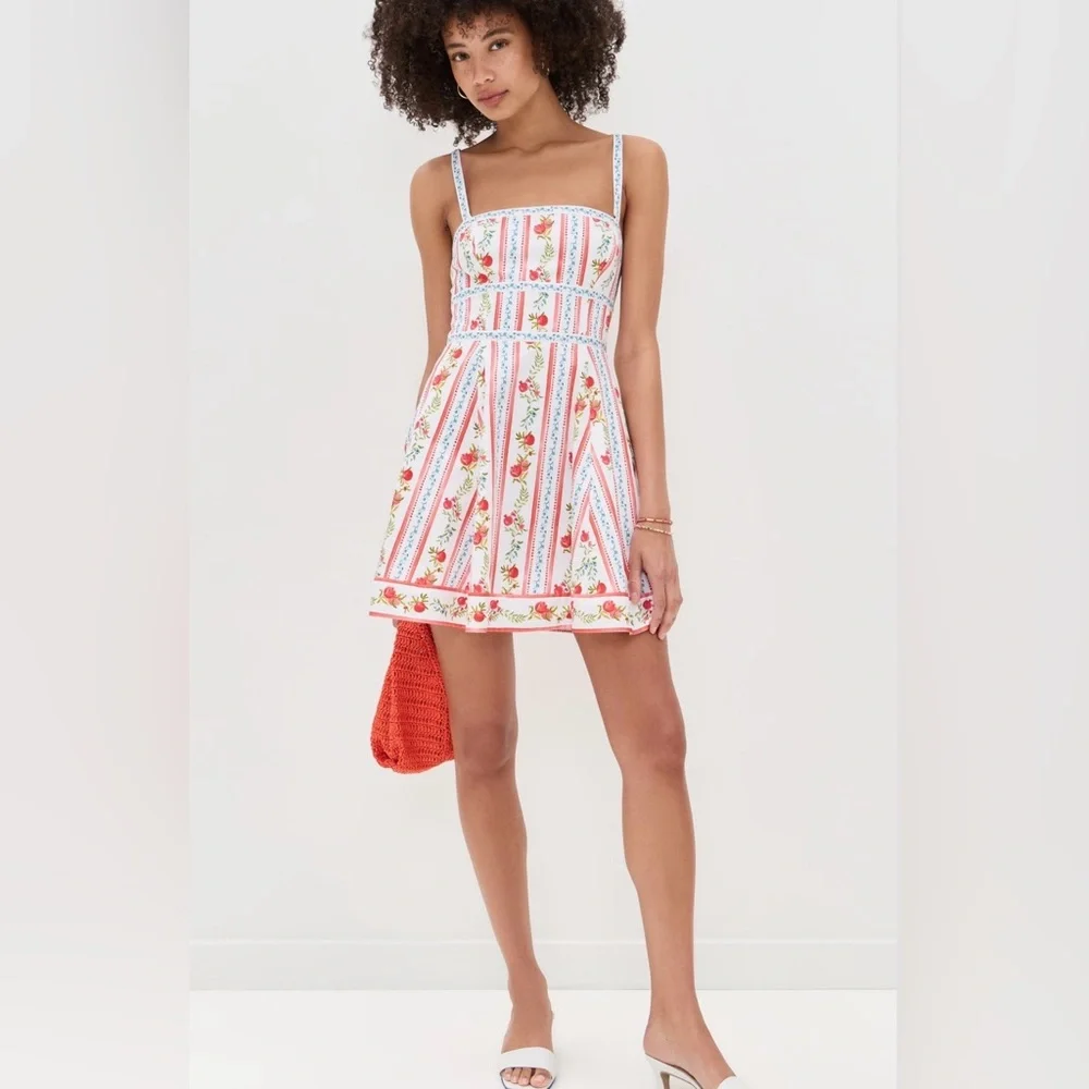 Hill House The Margot Mini Dress Large Color: Pomegranate Stripe NWT - Picture 1 of 7